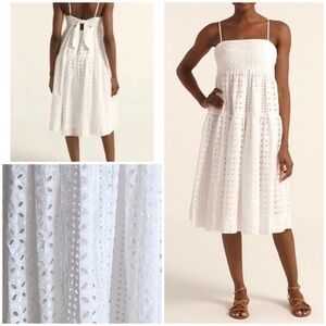 EUC J. Crew Eyelet Floral Pattern Bow Tie-back Tiered Bridal Cocktail Midi Dress